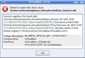 Mensaje de error de VirtualBox al clonar un disco virtual